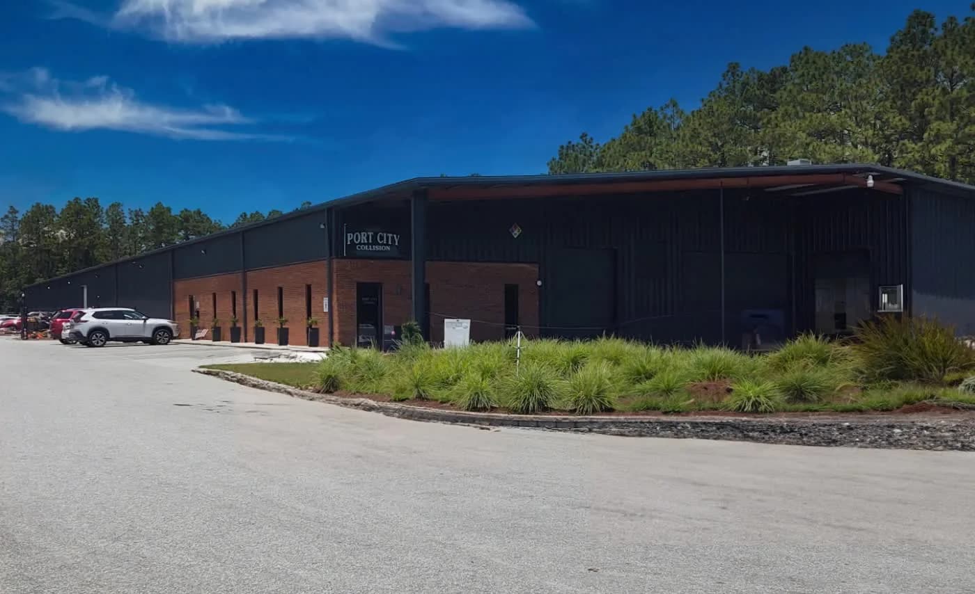 Port City Collision shop exterior in Wilmington, North Carolina. A local-services client.